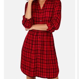 Express Plaid Button Up Shirt Dress